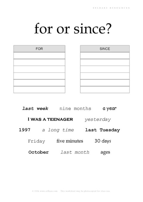 For or since ESL activity