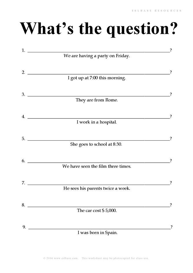Question Forms ESL worksheet