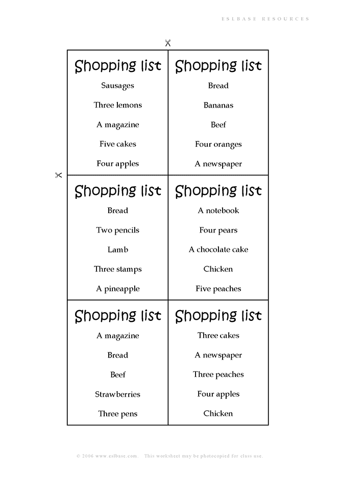 Kids ESL activity - Shopping Roleplays